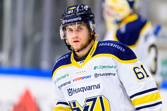 s Juuso Ikonen innan ishockeymatchen i SHL mellan Rögle