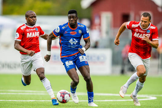 Joel Landry Tsfack Nguemo of Kongsvinger and Pape Habib