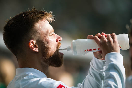 Hammarbys Dennis Widgren innan fotbollsmatchen i