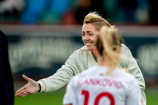 Rosengårds sportchef Therese Sjögran glad