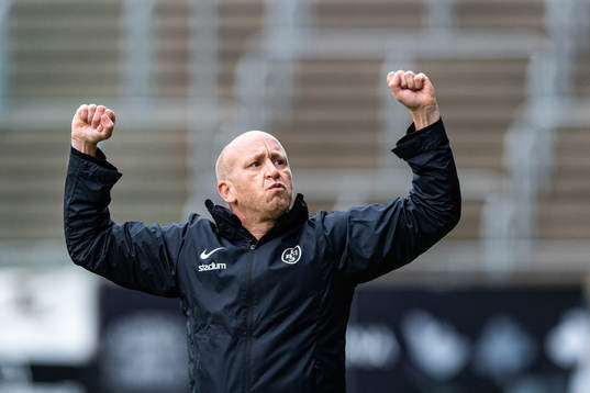 Landskronas tränare Billy Magnusson jublar