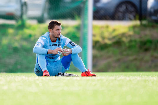 Goalkeeper Jonas Deumeland of Start looks dejected