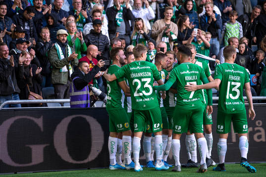 Hammarbys spelare jublar