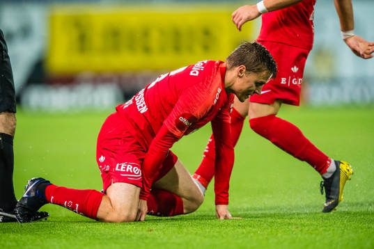 Ruben Yttergård Jenssen of Brann in pain