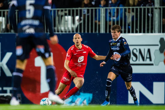 Ruben Kristiansen of Brann and Sondre Sørli of Kristiansund