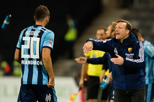 Djurgårdens Emir Kujovic och tränare Kim Bergstrand