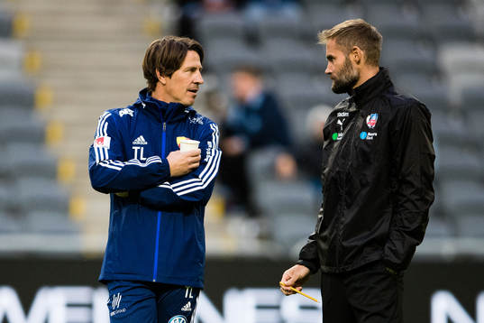 Djurgårdens tränare Thomas Lagerlöf och Helsingborgs