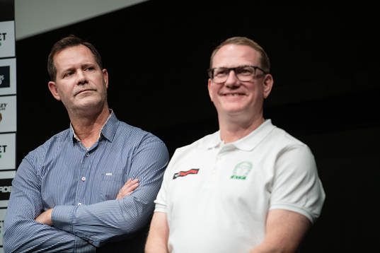 Patric Larsson, sportchef Karlskrona, och Magnus Bogren,