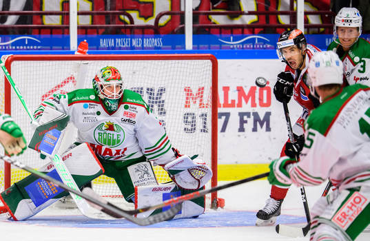 Rögles målvakt Roman Will och Daniel Bertov försvarar