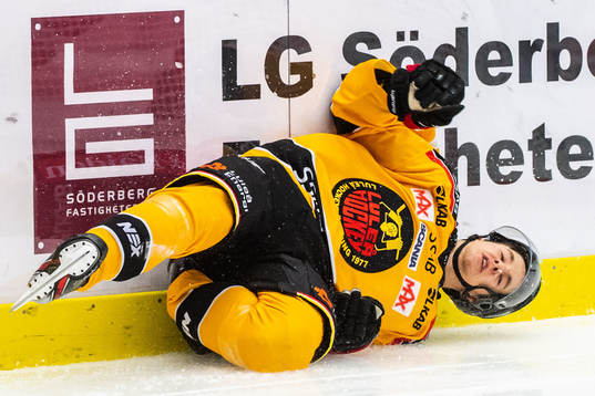 Luleås Filip Hållander flyger in i sargen och gör illa