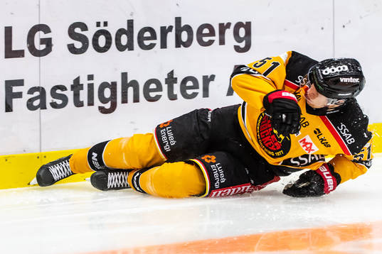 Luleås Filip Hållander flyger in i sargen och gör illa