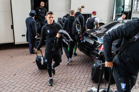 Marcus Antonsson of Malmö FF arrives at their hotel
