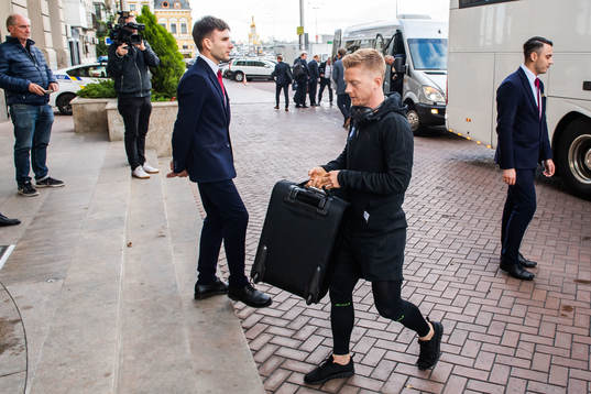 Anders Christiansen of Malmö FF arrives at their hotel