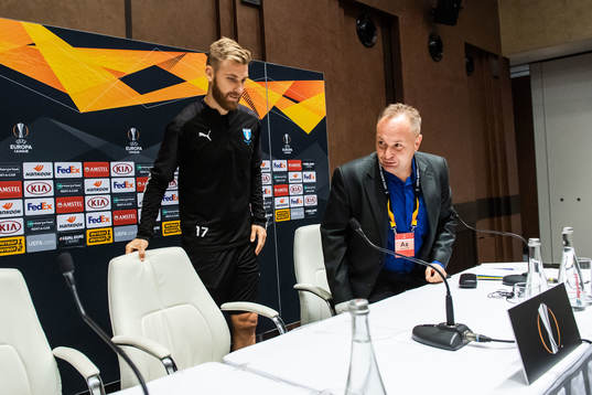 Rasmus Bengtsson of Malmö FF arrives at a press conference