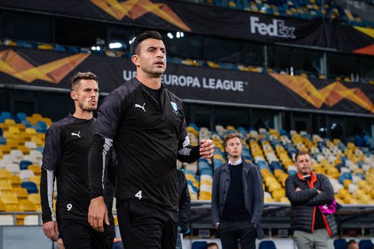 Markus Rosenberg and Behrang Safari of Malmö FF