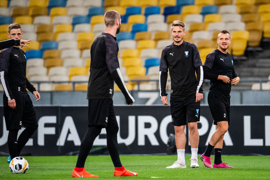 Markus Rosenberg and Eric Larsson of Malmö FF