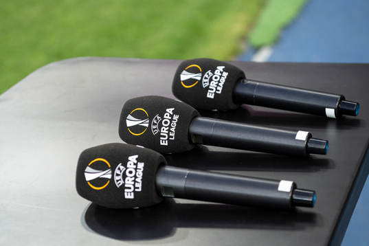 Microphoes with the Europa league logo