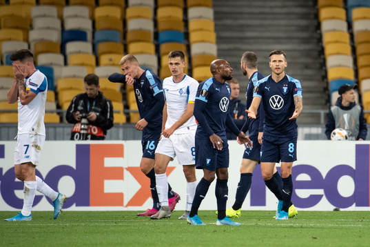 Fouad Bachirou and Arnor Traustason of Malmö FF looks