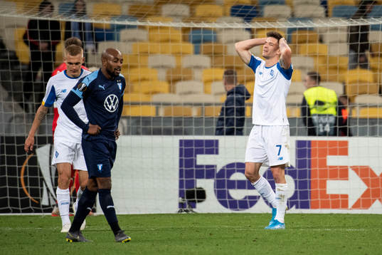 Benjamin Verbic of Dinamo Kiev looks dejected