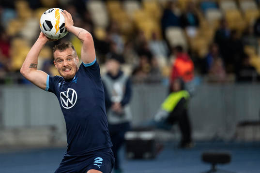 Eric Larsson of Malmö FF with a throw in