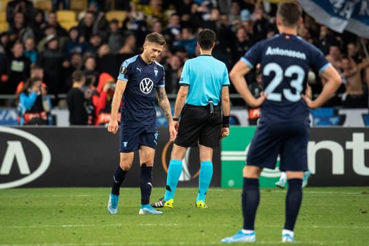 Arnor Traustason of Malmö FF looks dejected