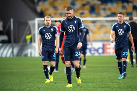 Oscar Lewicki and Lasse Nielsen of Malmö FF looks dejected
