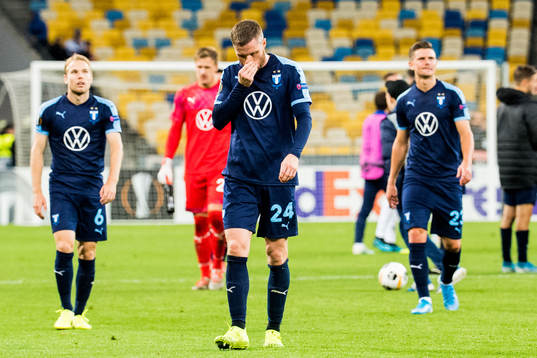 Oscar Lewicki, Lasse Nielsen and Eric Larsson of Malmö FF