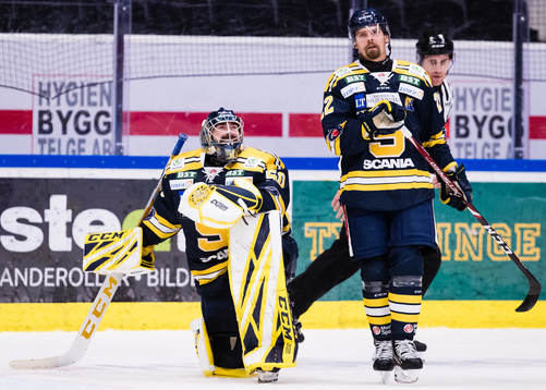 Södertäljes målvakt Alexander Sahlin och David Berg