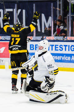 s målvakt August Hedlund deppar medan Västerås William