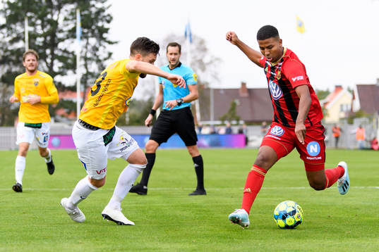 Falkenbergs Tibor Joza och Östersunds  Nebiyou Perry
