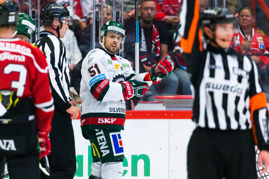 Frölundas Mats Rosseli Olsen reagerar