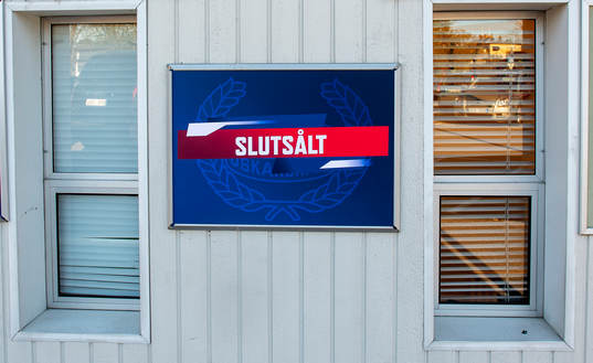 Skylt med texten slutsålt