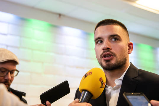 Hammarbys Vladimir Rodic i mixed zone