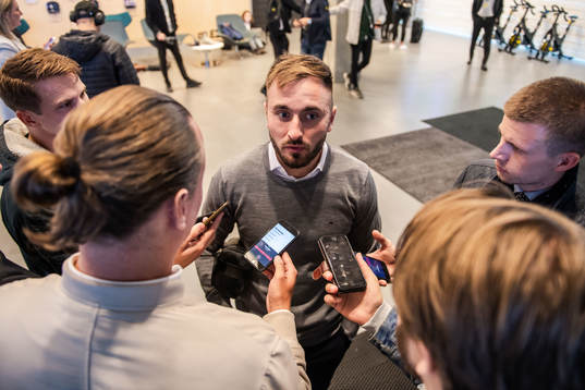Hammarbys Muamer Tankovic i mixed zone