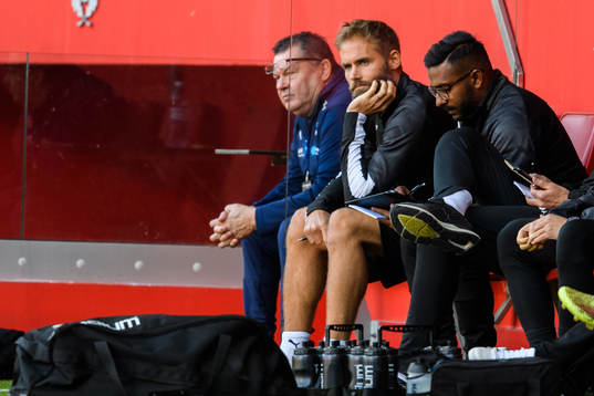Helsingborgs tränare Olof Mellberg och assisterande