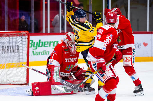 Timrås målvakt Victor Brattström och Södertäljes
