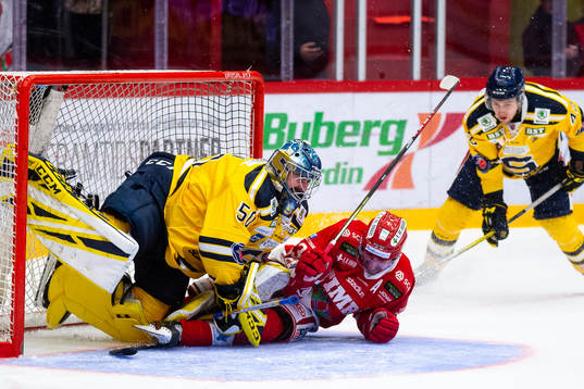 Södertäljes målvakt Alexander Sahlin och Timrås Albin