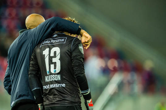 Adam Larsen Kwarasey of Vålerenga and Kristoffer-August