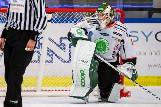 Karlskogas målvakt Henrik Lundberg deppar