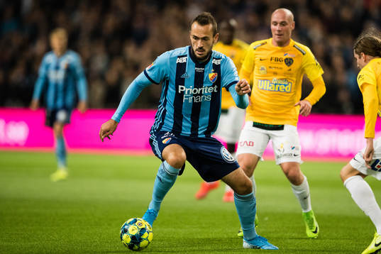 Djurgårdens Emir Kujovic och Falkenbergs Christoffer