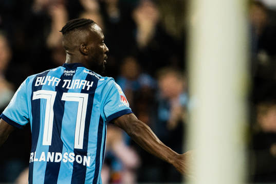 Djurgårdens Mohamed Buya Turay jublar