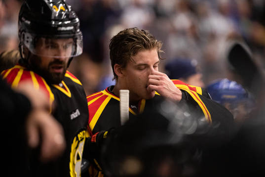 Brynäs målvakt Samuel Ersson deppar i båset