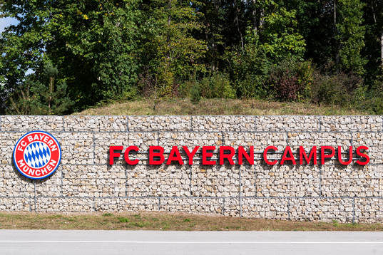 A sign at the entrance of Bayern Munich Campus