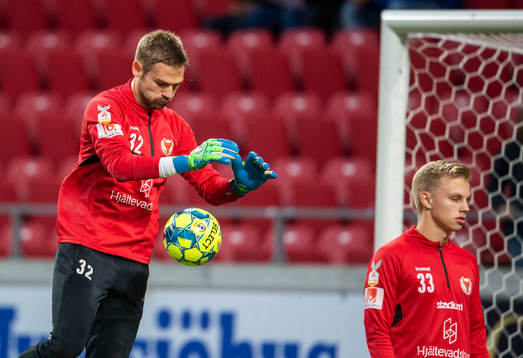 Kalmars målvakt Lucas Hägg-Johansson och Adrian Edqvist