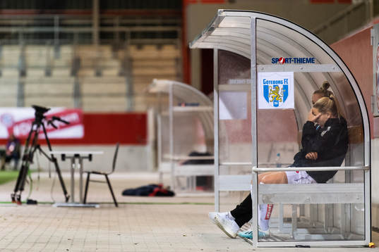 Elin Rubensson and Julia Roddar of Göteborg look dejected