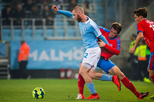 Malmö FFs Jo Inge Berget och Helsingborgs Adam Eriksson