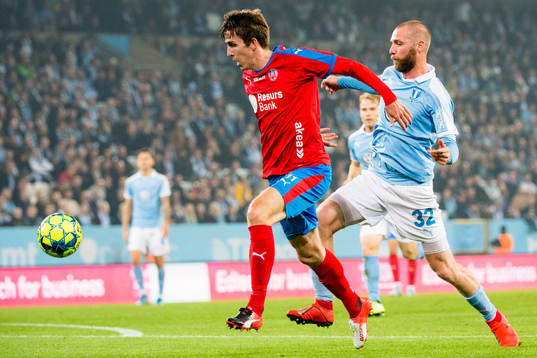 Helsingborgs Adam Eriksson och Malmö FFs Jo Inge Berget