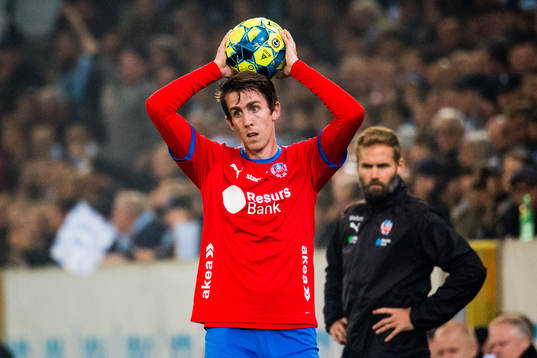 Helsingborgs Adam Eriksson och Helsingborgs tränare Olof