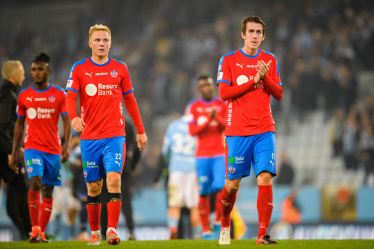 Helsingborgs Daniel Hafsteinsson och Adam Eriksson deppar