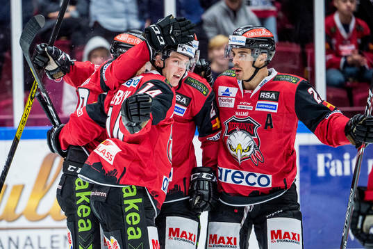 Malmö Redhawks Carl-Johan Lerby och Henrik Hetta jublar